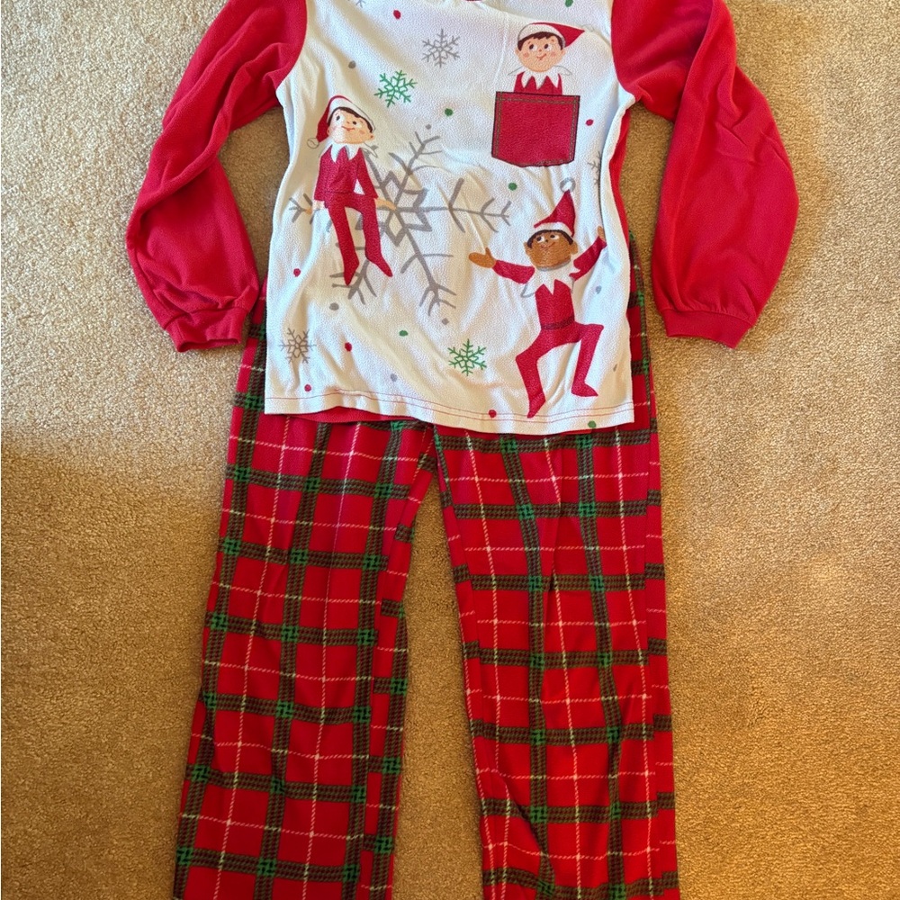 Festive Elf Kids Pajama Set - Red and White